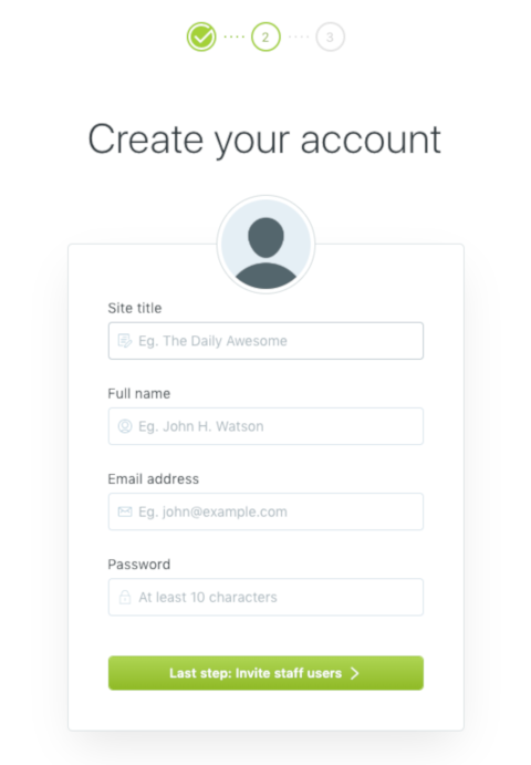 Create Your Account Screen