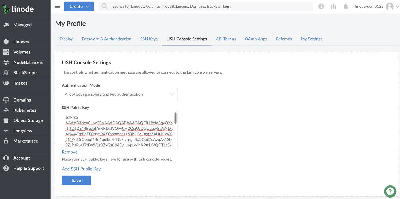 Add your public ssh key